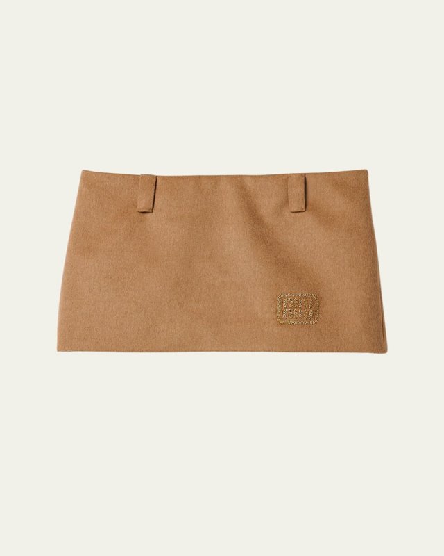 Logo Camel Hair Mini Skirt